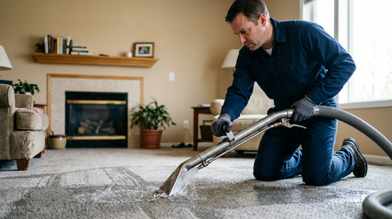 Water damage restoration technician working near Portage, PA
